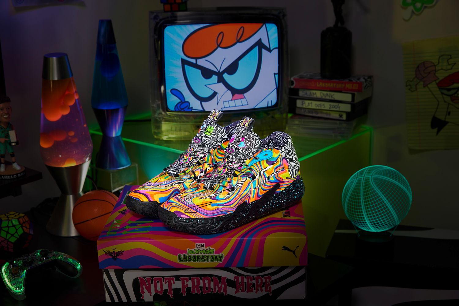 LaMelo Ball's rainbow PUMA sneakers.